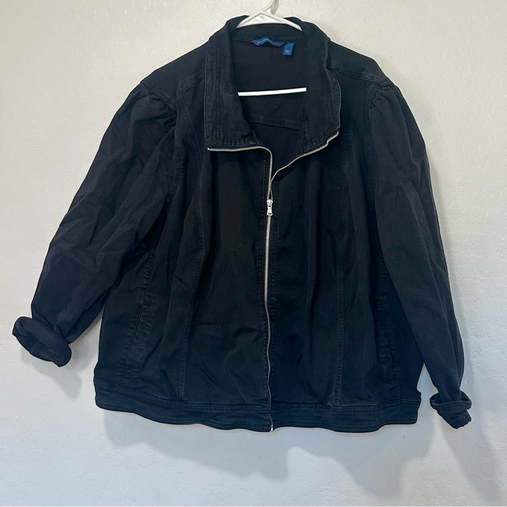 Isaac Mizrahi Live women’s Black Lightweight Jacket plus 4X cotton blend stretch